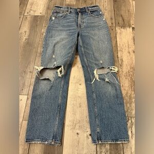 Abercrombie & Fitch Denim Jeans 2/26 XS 90's Straight Ultra High Rise Distressed